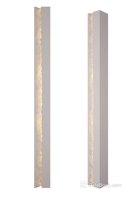 Vertical Decorative Wall Panels With Built In LED Lighting And Neutral Color Tones 3d model 