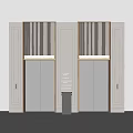 Modern Elevator Design Featuring Double Metal Doors And Decorative Striped Panels 3d model