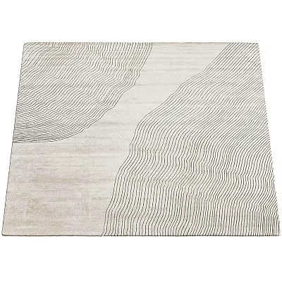 Modern Square Rug with Abstract Wave Lines on Light Beige Background 3d model