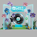 Summer Limited Photo Check In Spot With Decorative Flowers And Vinyl Record Installation