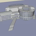 Modern Multi Storey Office Building With Glass Facade And Circular Structure 3d model
