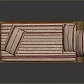 Elegant Massage Bed With Red And White Striped Mattress Gold Metal Decorations And Wooden Frame