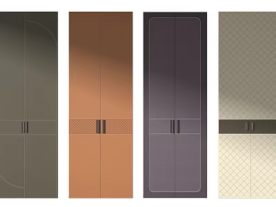 Modern Cabinet Doors With Green Copper Purple Beige Textured Panels And Decorative Strips 3d model