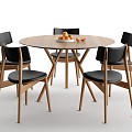 New Chinese Dining Table and Chair Round Dining Table Dining Chair Log Dining Table 3d model