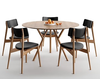 New Chinese Dining Table and Chair Round Dining Table Dining Chair Log Dining Table 3d model