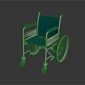 Industrial Wheelchair With Green Padded Seat And Steel Frame For Mobility Support