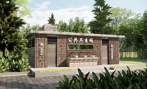 New Chinese Style Public Toilet Public Toilet Outdoor Public Toilet Supporting Room Toilet Scenic Area WC Room 3d model