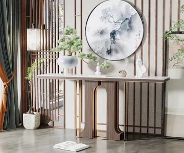New Chinese style porch end view platform 3d model