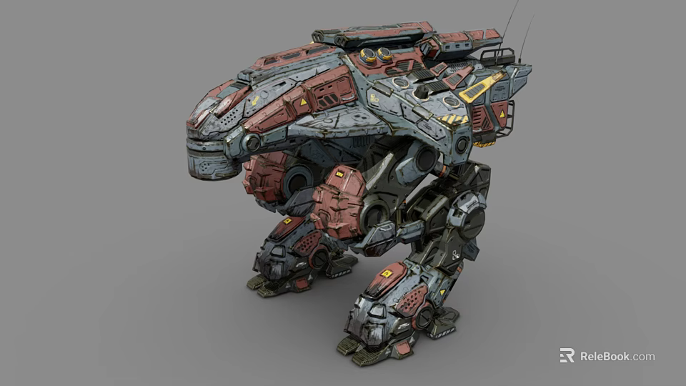 Smart Red Gray Armored Machine With Heavy Duty Mechanical Joints And Structure 3d model