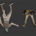 Two Character Models With Sitting And Lying Poses In Casual Clothing