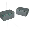 Two Gray Concrete Blocks With Green Tape On White Background 3d model