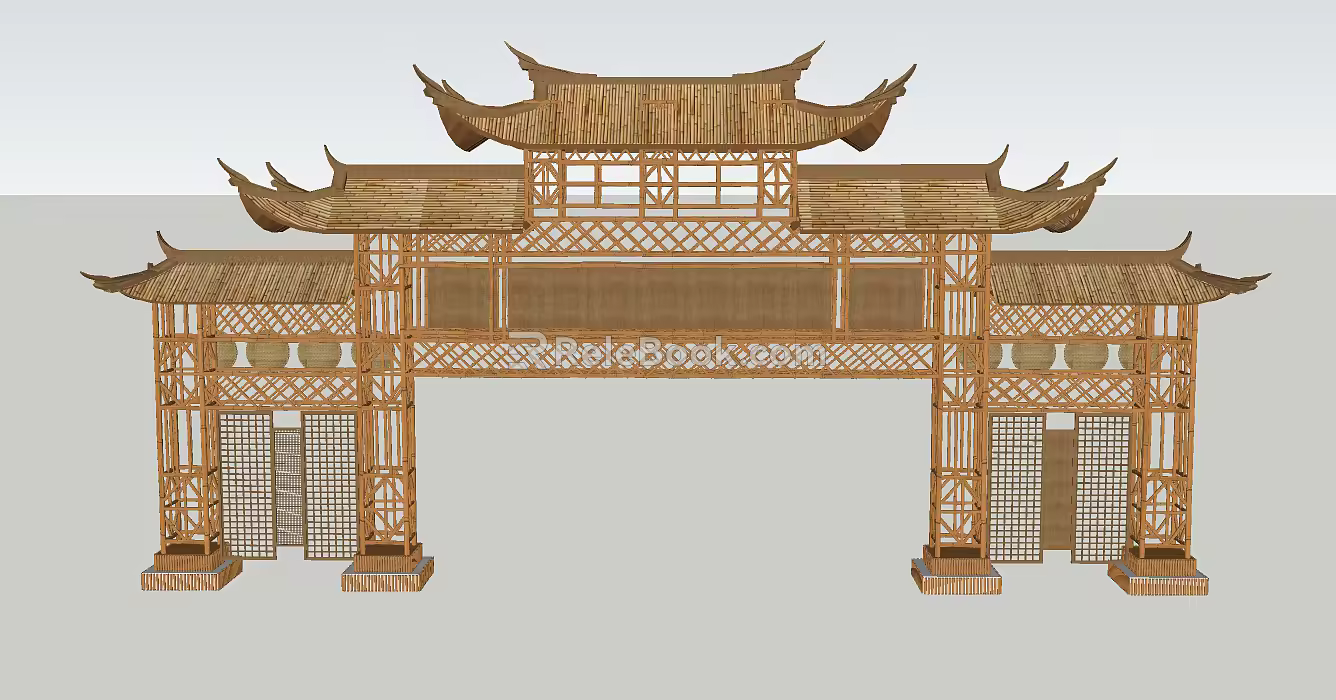 Chinese-style archway architecture 3d model