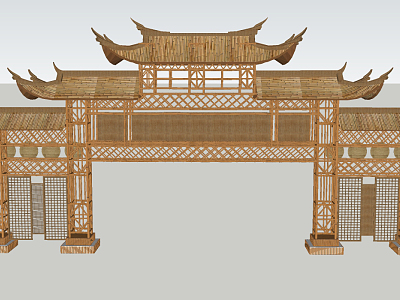 Chinese-style archway architecture model