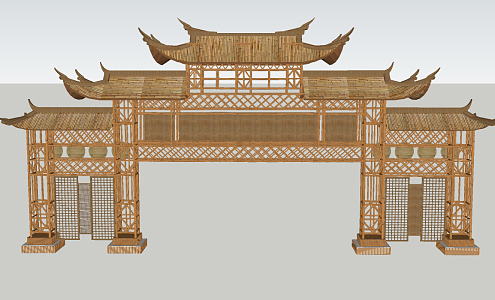 Chinese-style archway architecture 3d model