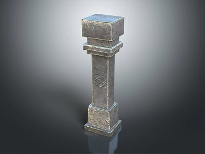 Stone Pillar With Square Top Base Textured Surface And Classic Architectural Design 3d model