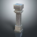 Stone Pillar With Square Top Base Textured Surface And Classic Architectural Design 3d model