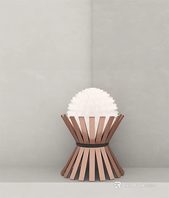 Modern Copper Table Lamp With White Feather Shade And Sleek Contemporary Design 3d model