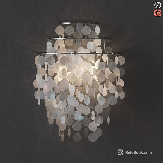 Modern Metal Frame Wall Lamp With Circular Hanging Discs And Warm Light 3d model 