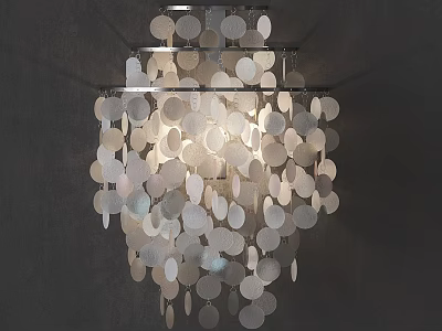 Modern Metal Frame Wall Lamp With Circular Hanging Discs And Warm Light 3d model