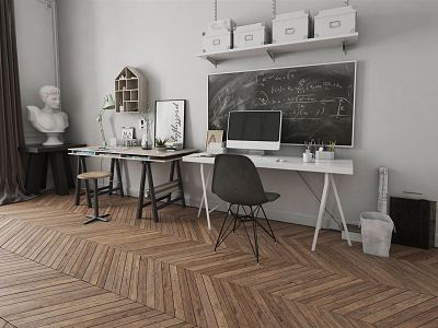 Modern Desk and Chair Desk with Storage Board model