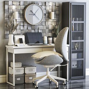 bookcase desk and chair 3d model