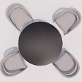 Round Dining Table Set With Four Light Gray Chairs And Dark Tabletop 3d model