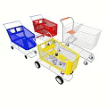 Red Blue Yellow And Silver Public Shopping Carts With Wheels For Supermarket Use