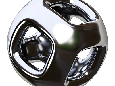 Silver Metallic Decorative Ornament Set With Hollow Out Spherical Shape And Smooth Shiny Surface 3d model