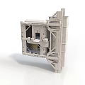 Industrial Architectural Model With Metal Frame Structure And Support Beams