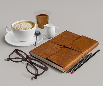 Modern Coffee Cup Coffee Cup Book Ornaments 3d model