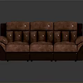 Modern Brown Leather Sofa With Tufted Design Sturdy Armrests And Comfortable Seating 3d model