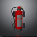 Red Fire Extinguisher With Gray Nozzle Bracket Handle And Reflective Base