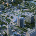 Aerial View Urban Planning With Modern Skyscrapers Green Parks And Plazas