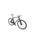 Modern Black Bicycle With Red Leather Seat And Large Spoked Wheels