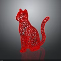 Modern Red Hollow Out Cat Shaped Decorative Figurine For Furniture Decoration