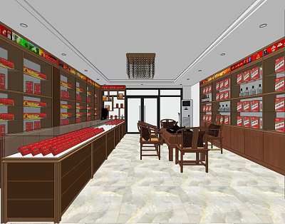 New Chinese-style Tobacco Hotel Tobacco, Wine and Tea Shop 3d model