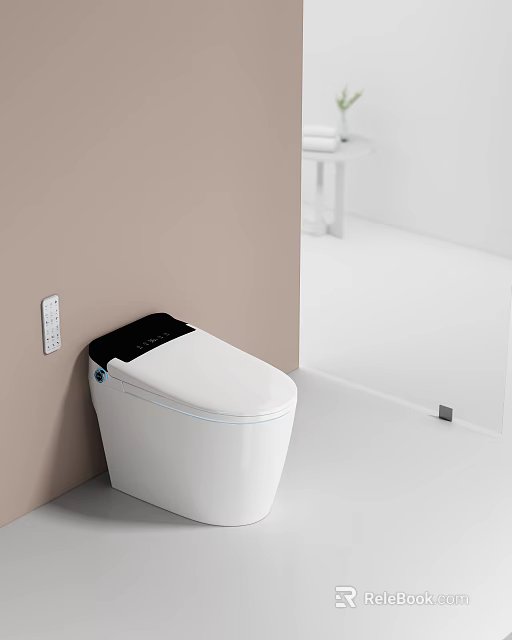 Smart White Toilet With Modern Design And Intelligent Control Panel In Contemporary Bathroom Interior 3d model 