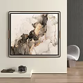 Modern Abstract Painting With Gold Black White Fluid Texture Framed Wall Art