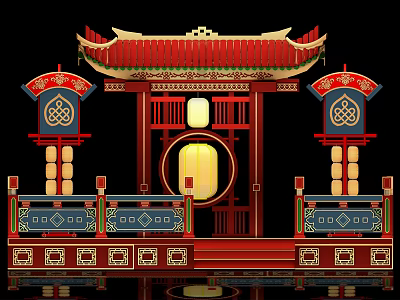 New Chinese Stage Online Red Beauty Chen Outdoor Device Pin Point National Tide Stage 3d model