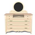 Elegant Classic Dresser With Round Mirror And Multiple Drawers Traditional Style