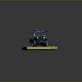 Dark Blue Military Vehicle Model With Open Top Structure On Grass Base 3d model