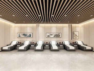 SPA Sauna Modern Relaxation Area With Recliners And Art Decor 3d model