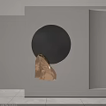 Black Circular Wall Decor On White Wall With Gold Irregular Shape 3d model