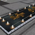 Illuminated Fountain Design With Decorative Lights And Water Feature At Night