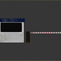 Security Booth With Blue Roof And Red White Striped Entry Barrier