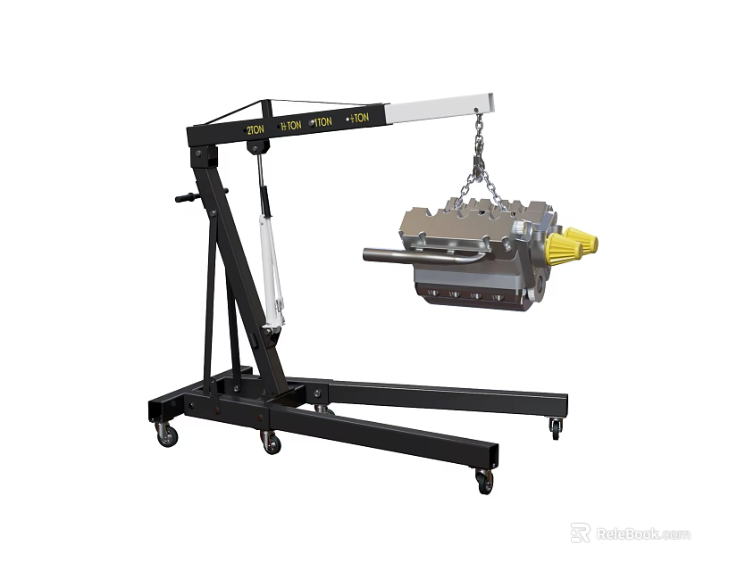 Mobile Industrial Crane Equipment With Wheeled Base For Lifting Mechanical Components 3d model