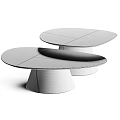 Modern Coffee Table Set With Wooden Grain Top And Conical Metal Base