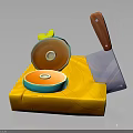 Yellow Cutting Board With Sliced Orange And Kitchen Knife For Daily Use