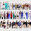 Diverse Group of People From Various Professions Standing and Sitting Together