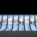 Scenic Landscape Scrolls Backdrop Blue Themed Photo Check In Spot Decor